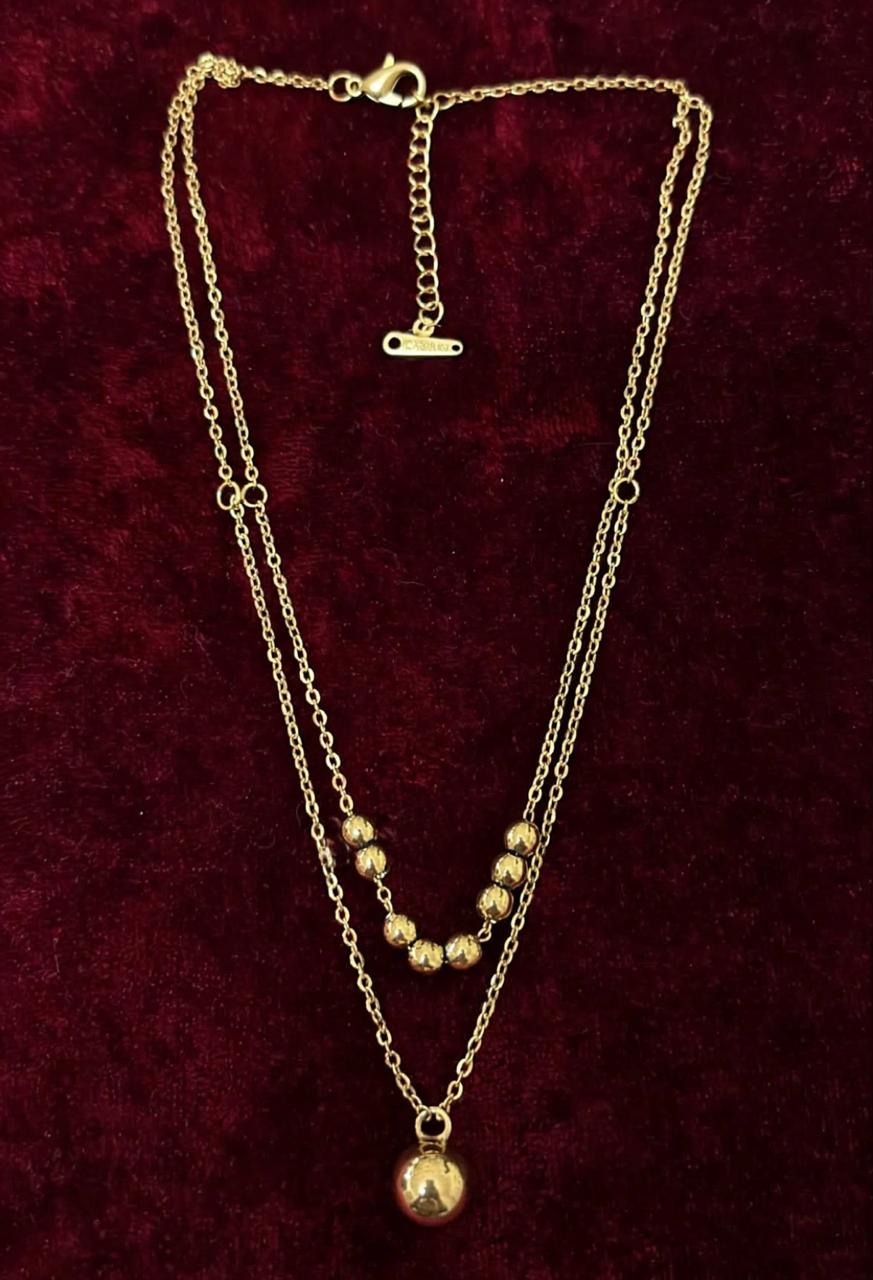GOLDEN BALL DUO LAYER NECKLACE