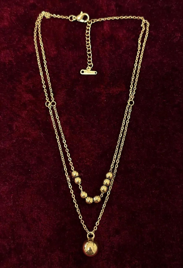 GOLDEN BALL DUO LAYER NECKLACE