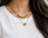 GOLDEN BALL DUO LAYER NECKLACE view 2