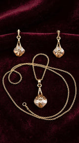 CHAMPAGNE CRYSTAL TEARDROP PENDANT SET view 1