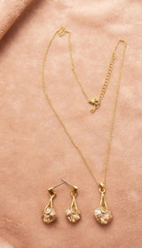 CHAMPAGNE CRYSTAL TEARDROP PENDANT SET view 2