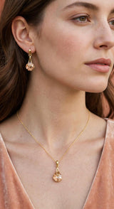 CHAMPAGNE CRYSTAL TEARDROP PENDANT SET view 3