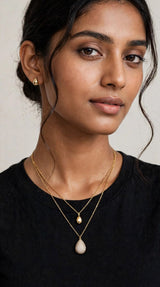 DUAL DEWDROP LAYERED NECKLACE view 2