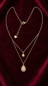 DUAL DEWDROP LAYERED NECKLACE view 3