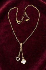 TWIN CLOVER DROP LARIAT NECKLACE view 1
