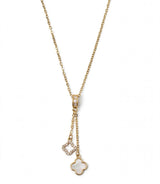 TWIN CLOVER DROP LARIAT NECKLACE view 2