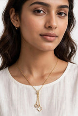 TWIN CLOVER DROP LARIAT NECKLACE view 3