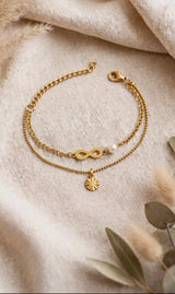 INFINITY PEARL LAYERED CHARM BRACELET view 3