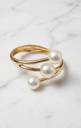 TRIO PEARL GOLD CUFF BRACELET view 2