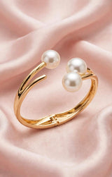 TRIO PEARL GOLD CUFF BRACELET view 4