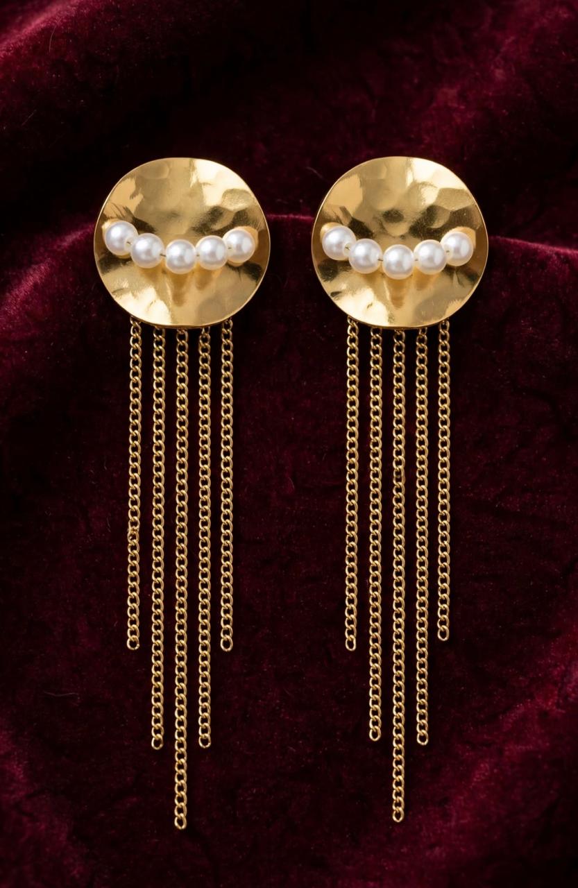 GOLD PEARL TASSELEARRINGS