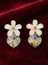 FLORAL CRYSTAL DROP STUDS view 1