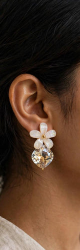 FLORAL CRYSTAL DROP STUDS view 2
