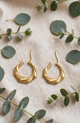TWISTED GOLD HOOP EARRINGS view 2