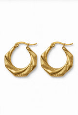 TWISTED GOLD HOOP EARRINGS view 3