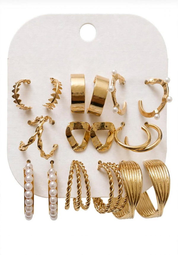 AURA 8-IN-1 GOLD PLATED HOOPS COMBO SET